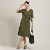 Wrap Dress - Olive Green